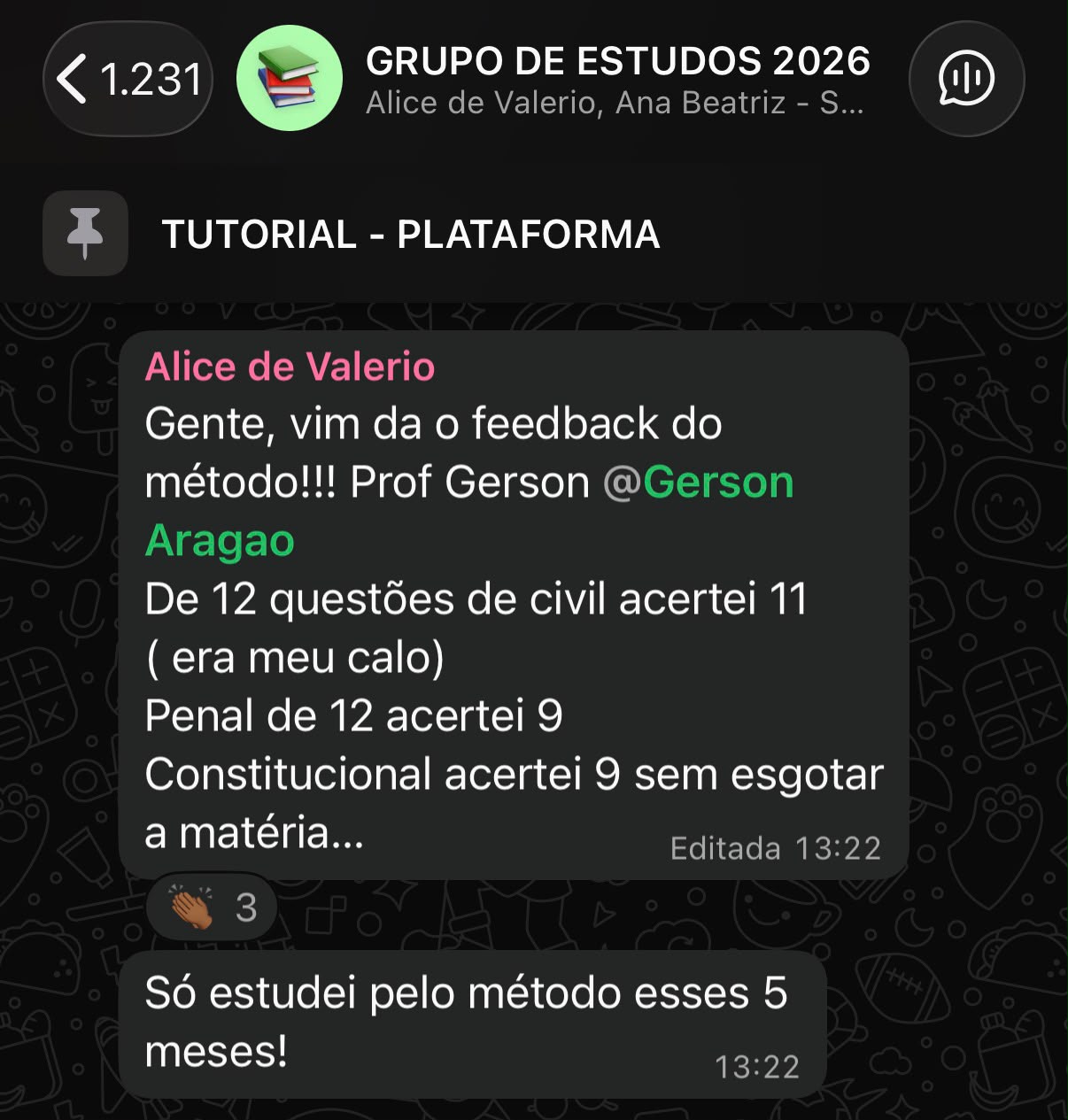 Feedback de aluna: 11 de 12 em Civil